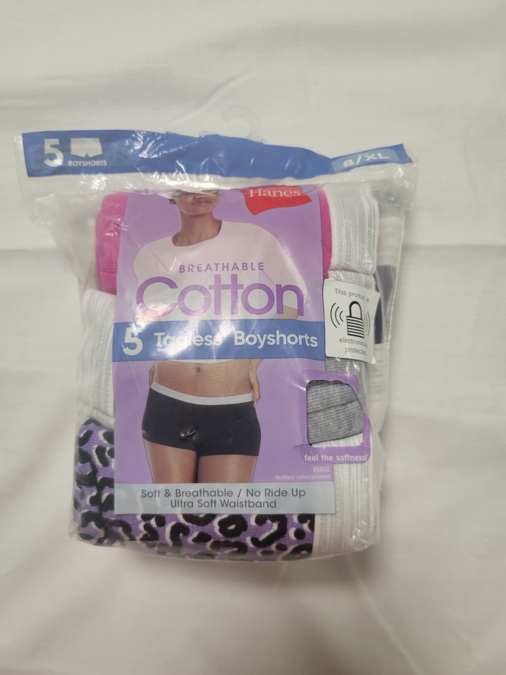 Hanes Kids' Cotton Boyshorts - Purple Leopard & White (5-Pack)